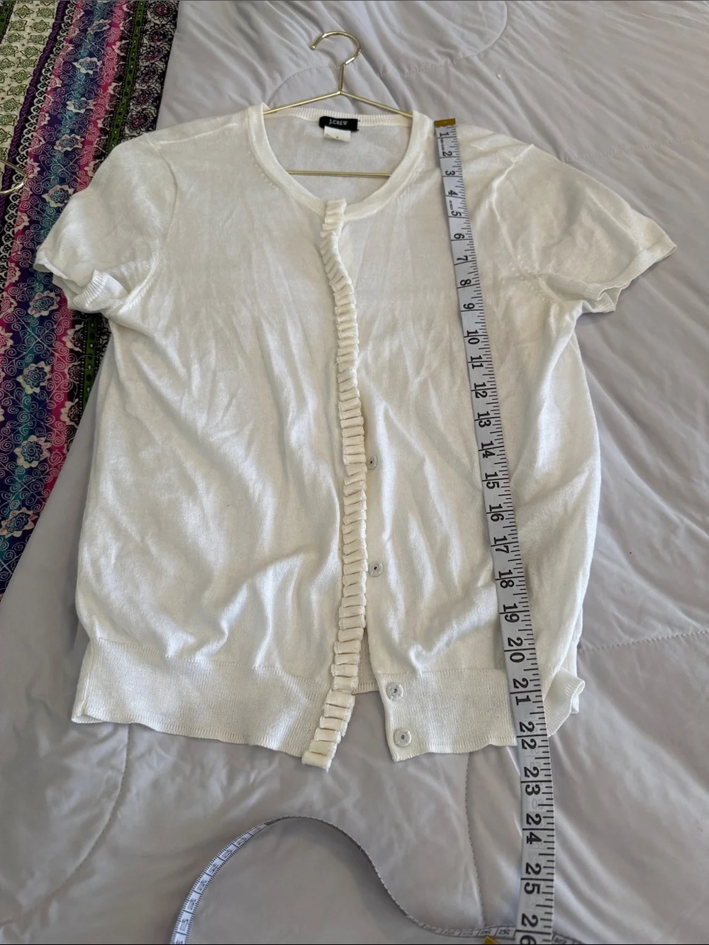 J. Crew White Short-Sleeve Button-Front Cardigan